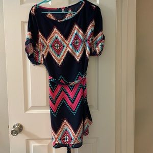 Tribal dress with waist tie